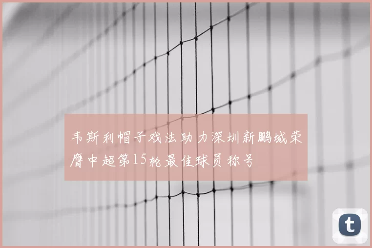 韦斯利帽子戏法助力深圳新鹏城荣膺中超第15轮最佳球员称号